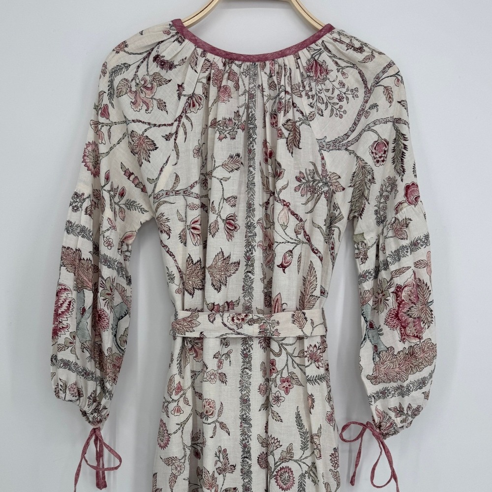 D'Ascoli Tuckahoe Floral Print Midi Dress Medium Boho Cottagecore Hand Woven - Picture 9 of 13